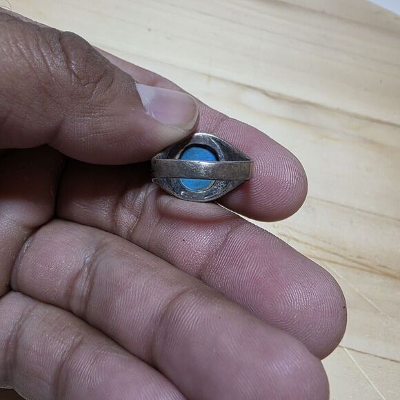 Vintage Sterling Silver 925 Navajo Southweatern Pheonix Turquouse Ring Size 7.5 - Picture 6 of 10